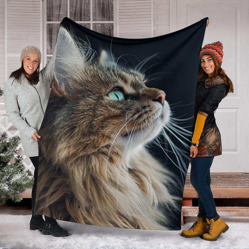 Norwegian Forest Cat Blanket, Trippy Psychedelics Norwegian Forest Cat Fleece Blanket, Norwegian Forest Cat Throw Blanket, Norwegian Forest Cat Gifts