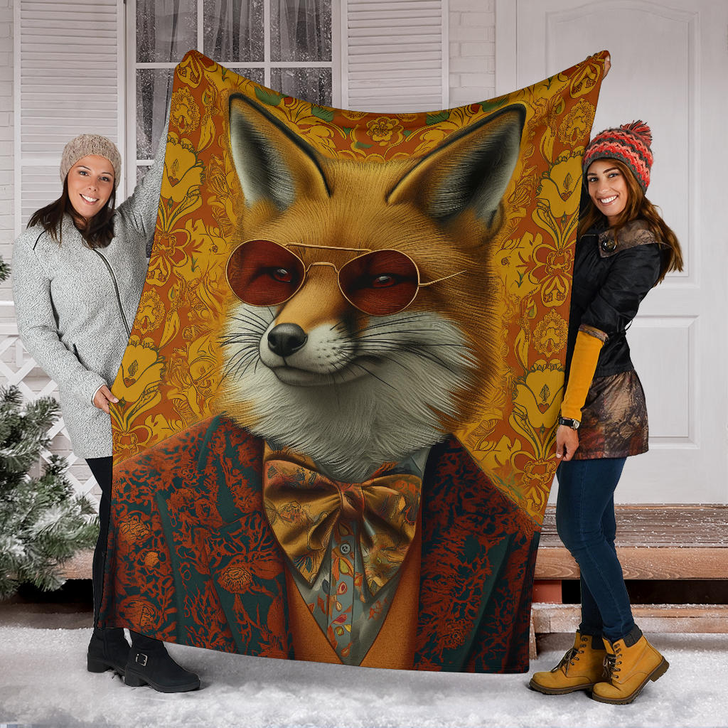 Fox Blanket, Trippy Psychedelics Fox Fleece Blanket, Fox Throw Blanket, Fox Gifts