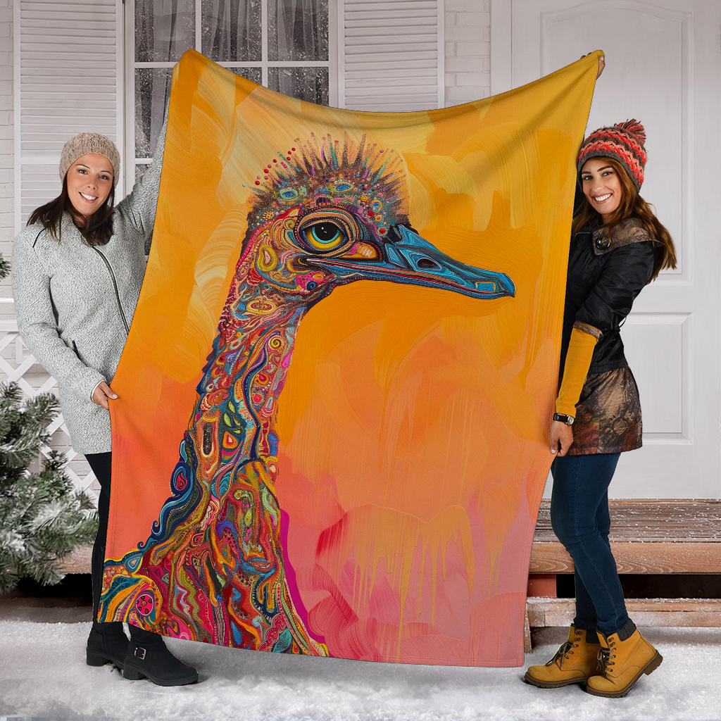 Emu Blanket, Trippy Psychedelics Emu Fleece Blanket, Emu Throw Blanket, Emu Gifts