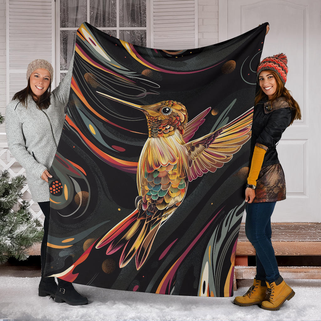 Hummingbird Blanket, Trippy Psychedelics Hummingbird Fleece Blanket, Hummingbird Throw Blanket, Hummingbird Gifts