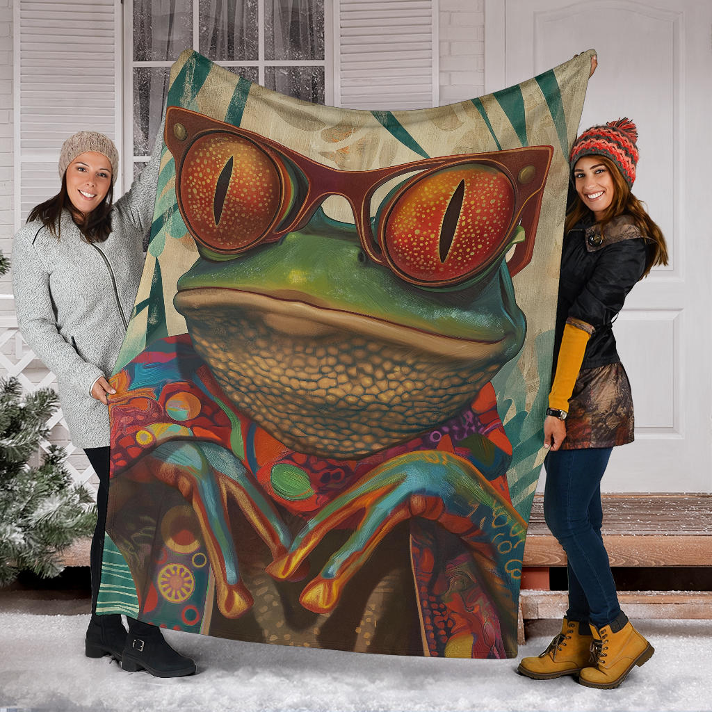 Frog Blanket, Trippy Psychedelics Frog Fleece Blanket, Frog Throw Blanket, Frog Gifts