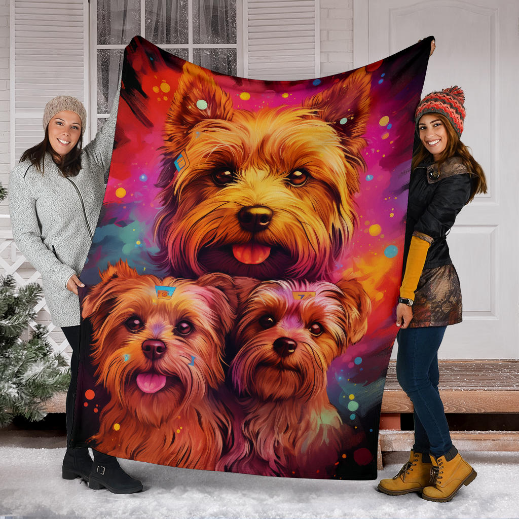 Norfolk Terrier Blanket, Trippy Psychedelics Norfolk Terrier Fleece Blanket, Norfolk Terrier Throw Blanket, Norfolk Terrier Gifts