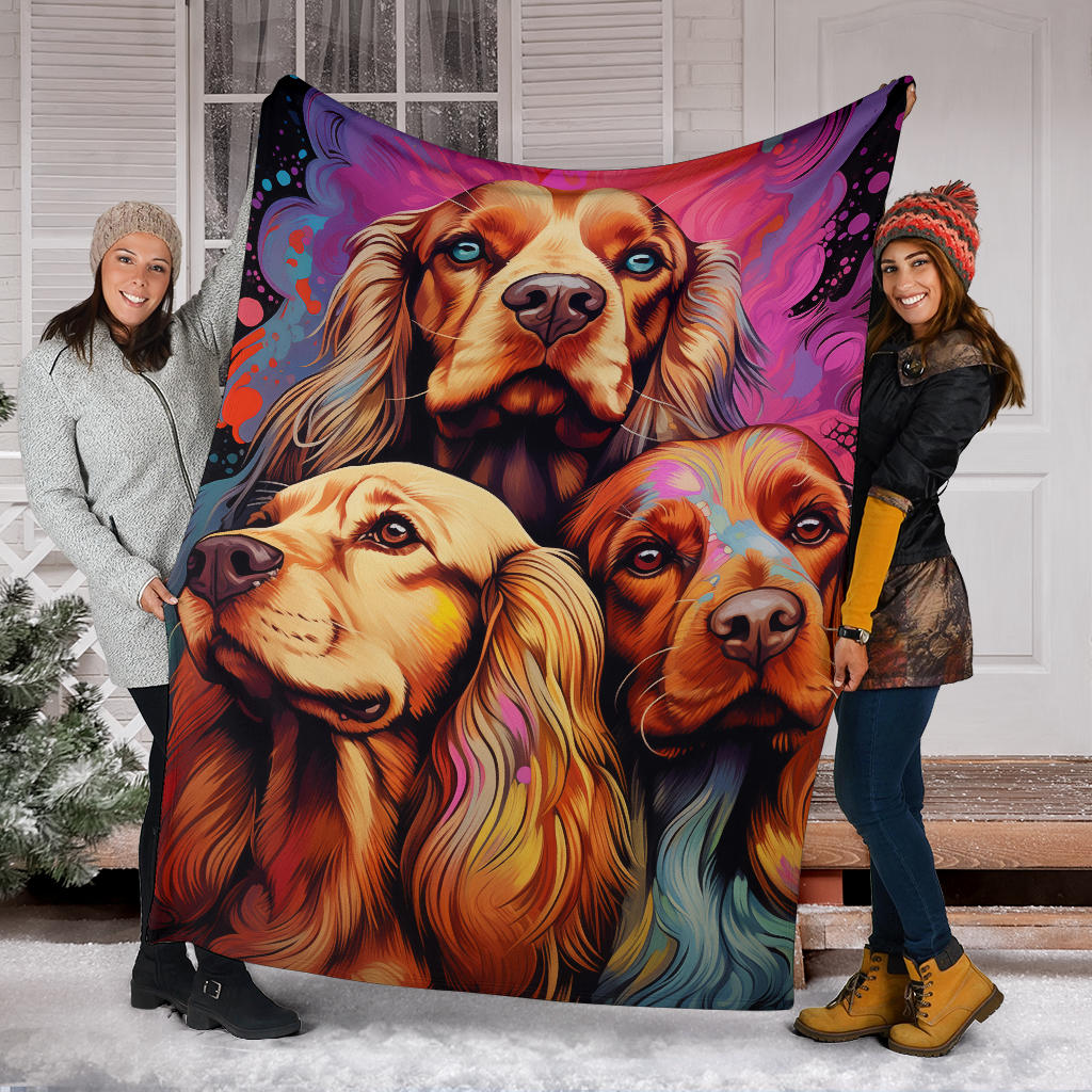 Sussex Spaniel Blanket, Trippy Psychedelics Sussex Spaniel Fleece Blanket, Sussex Spaniel Throw Blanket, Sussex Spaniel Gifts