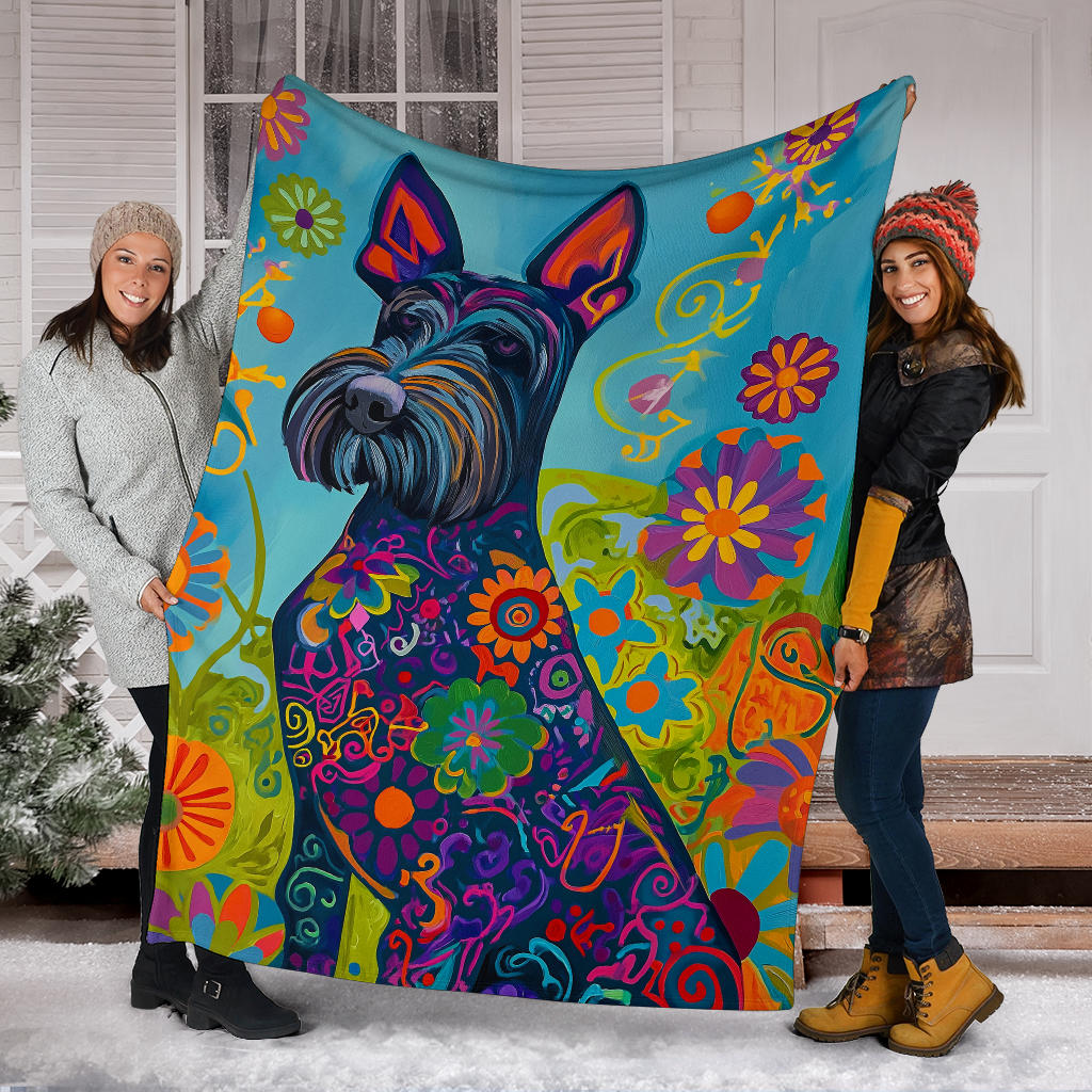 Kerry Blue Terrier Blanket, Trippy Psychedelics Kerry Blue Terrier Fleece Blanket, Kerry Blue Terrier Throw Blanket, Kerry Blue Terrier Gifts