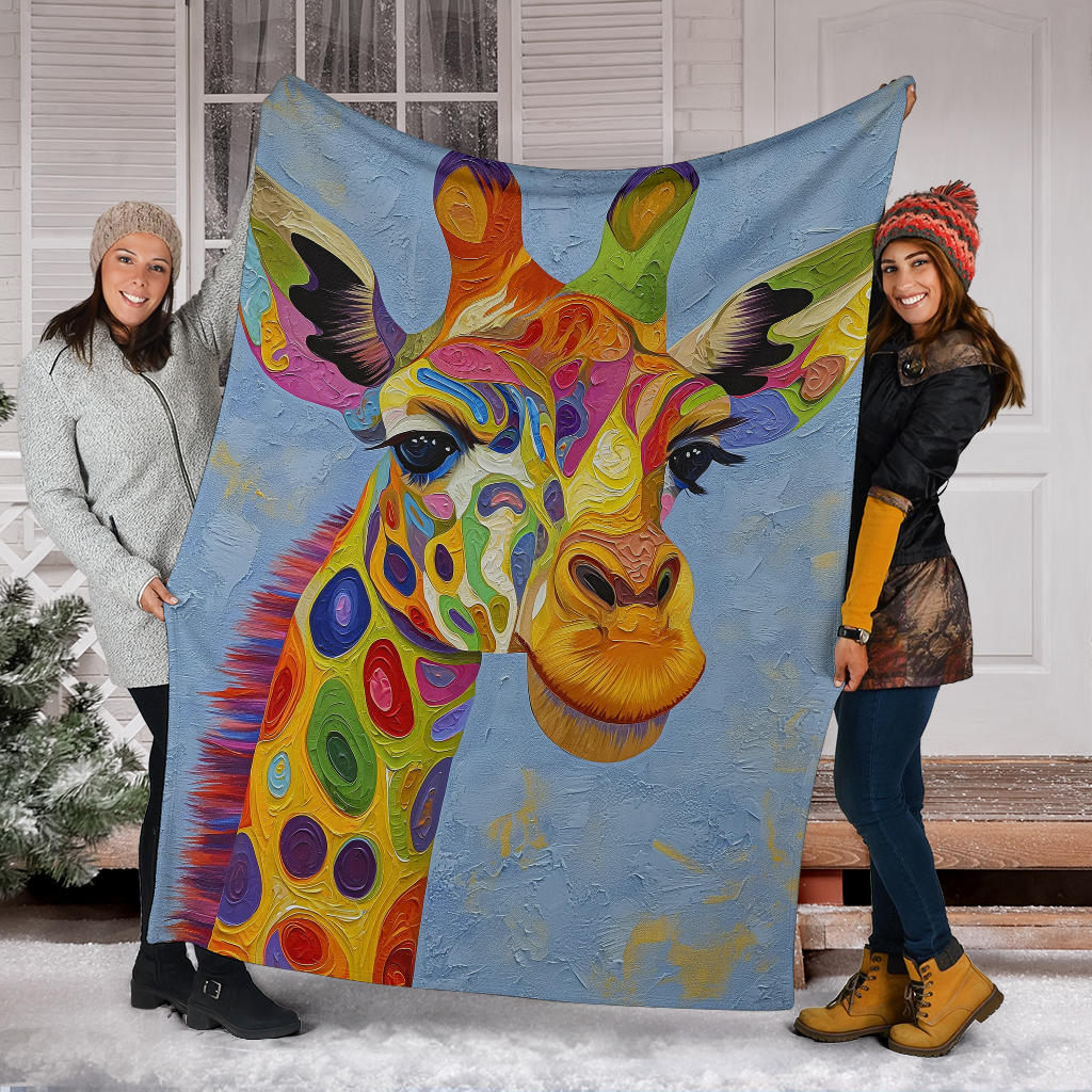 Giraffe Blanket, Trippy Psychedelics Giraffe Fleece Blanket, Giraffe Throw Blanket, Giraffe Gifts