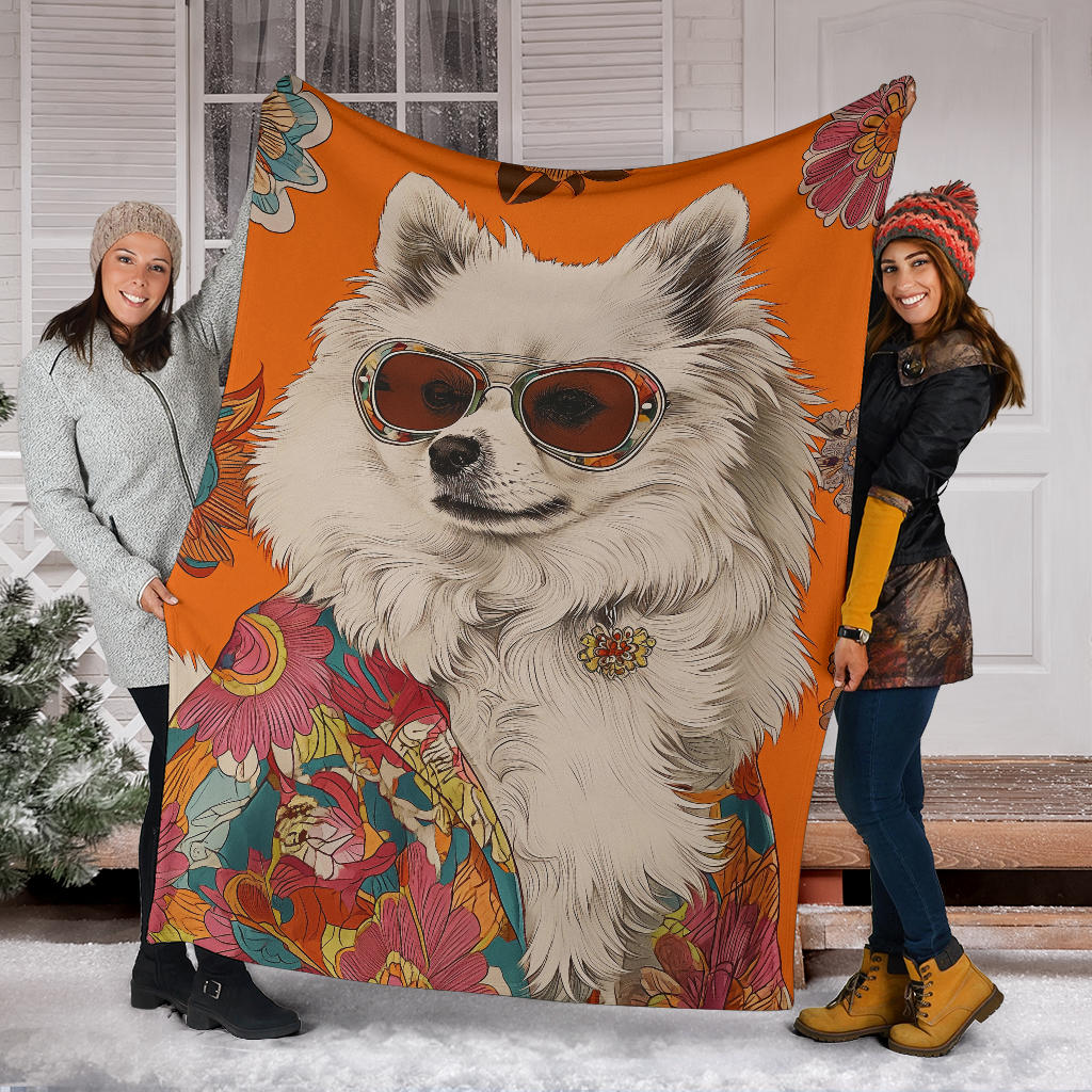 Japanese Spitz Blanket, Trippy Psychedelics Japanese Spitz Fleece Blanket, Japanese Spitz Throw Blanket, Japanese Spitz Gifts