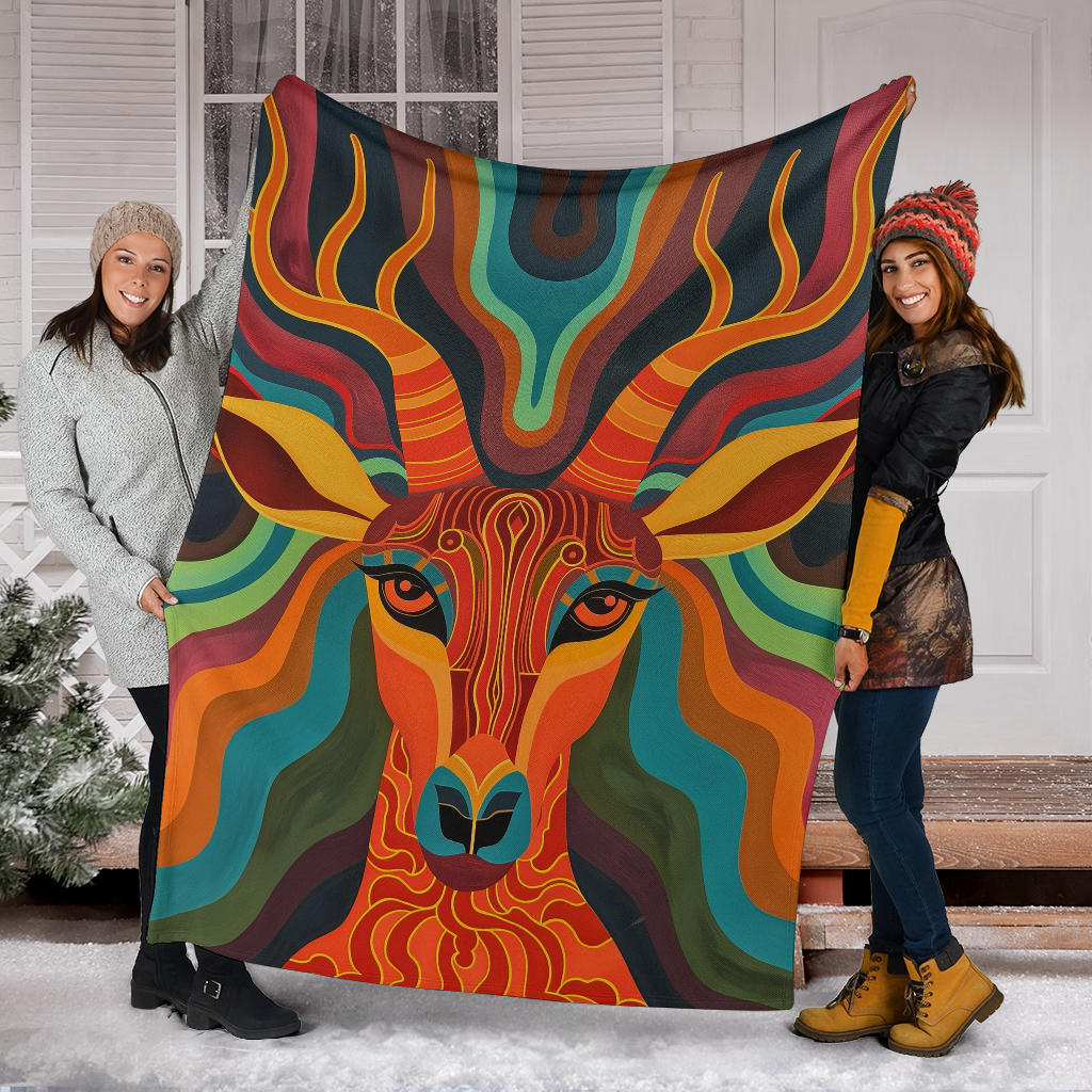 Antelope Blanket, Trippy Psychedelics Antelope Fleece Blanket, Antelope Throw Blanket, Antelope Gifts