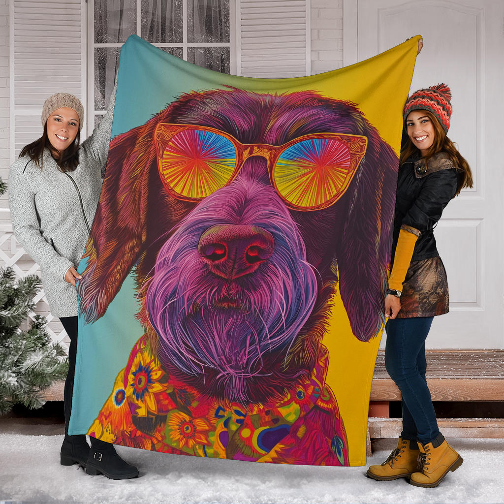 German Wirehaired Pointer Blanket, Trippy Psychedelics German Wirehaired Pointer Fleece Blanket, German Wirehaired Pointer Throw Blanket, German Wirehaired Pointer Gifts