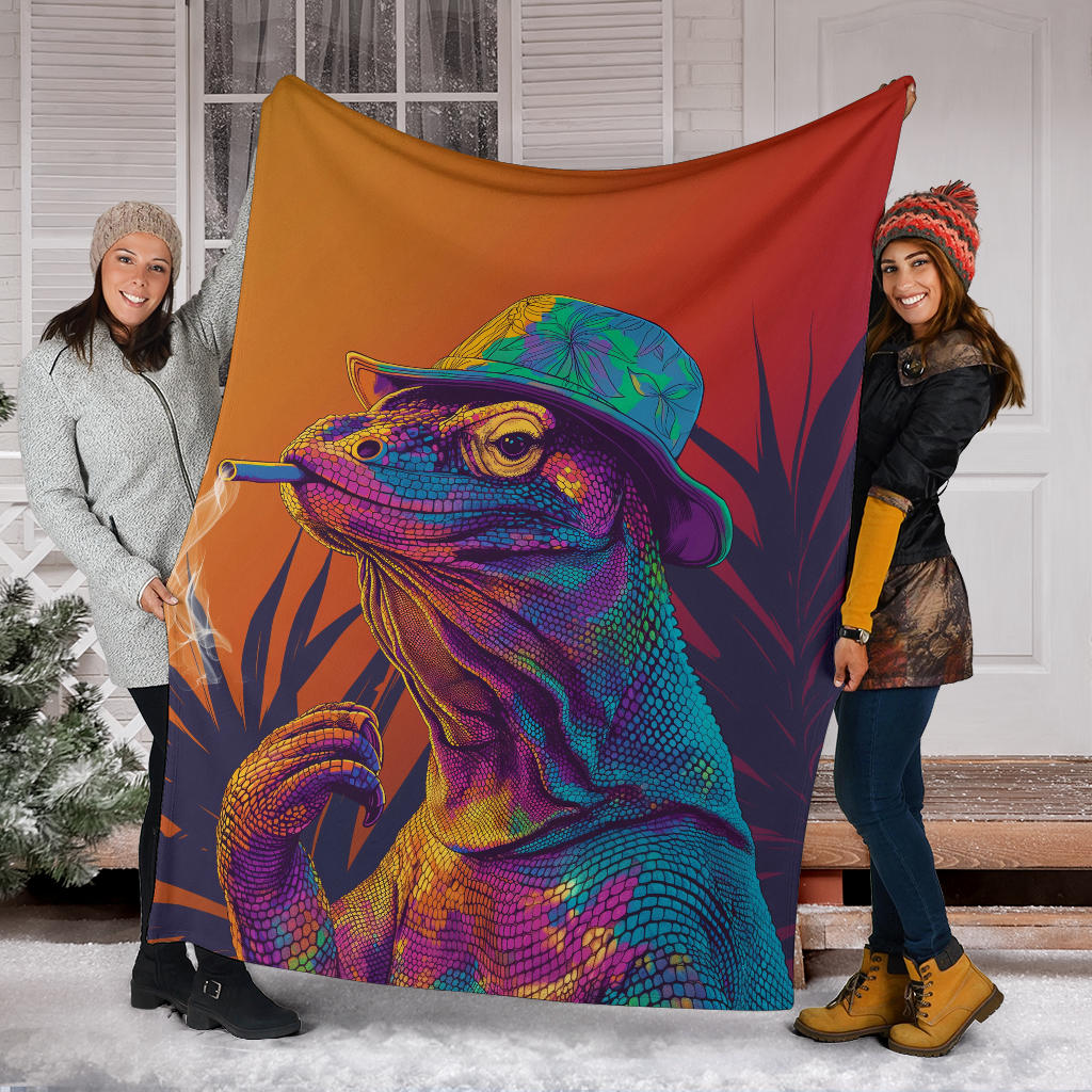 Komodo Dragon Blanket, Trippy Psychedelics Komodo Dragon Fleece Blanket, Komodo Dragon Throw Blanket, Komodo Dragon Gifts