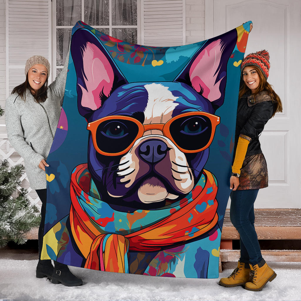 French Bulldog Blanket, Trippy Psychedelics French Bulldog Fleece Blanket, French Bulldog Throw Blanket, French Bulldog Gifts