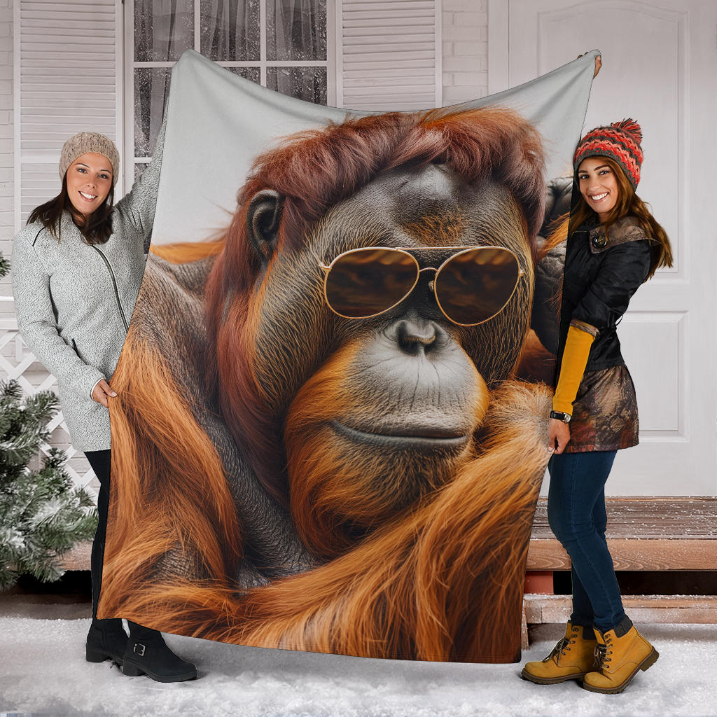 Orangutan animal Blanket, Trippy Psychedelics Orangutan animal Fleece Blanket, Orangutan animal Throw Blanket, Orangutan animal Gifts