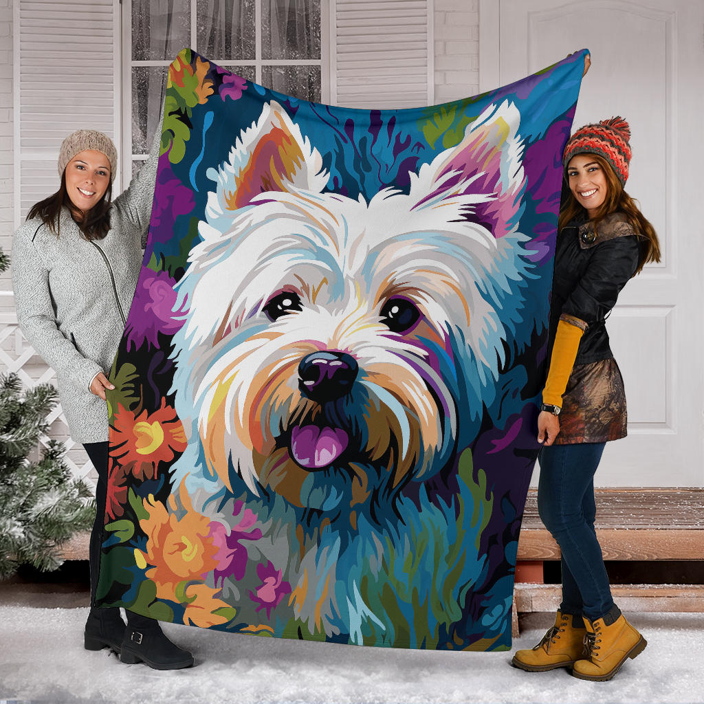 West Highland White Terrier Blanket, Trippy Psychedelics West Highland White Terrier Fleece Blanket, West Highland White Terrier Throw Blanket, West Highland White Terrier Gifts