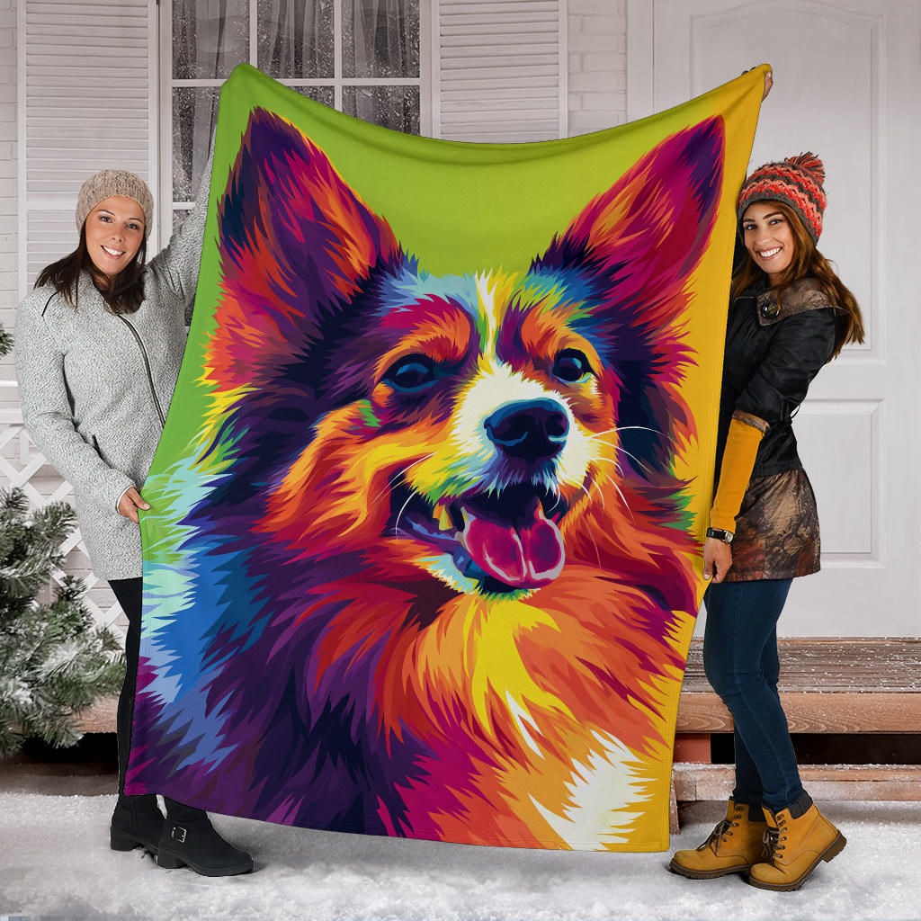 Icelandic Sheepdog Blanket, Trippy Psychedelics Icelandic Sheepdog Fleece Blanket, Icelandic Sheepdog Throw Blanket, Icelandic Sheepdog Gifts