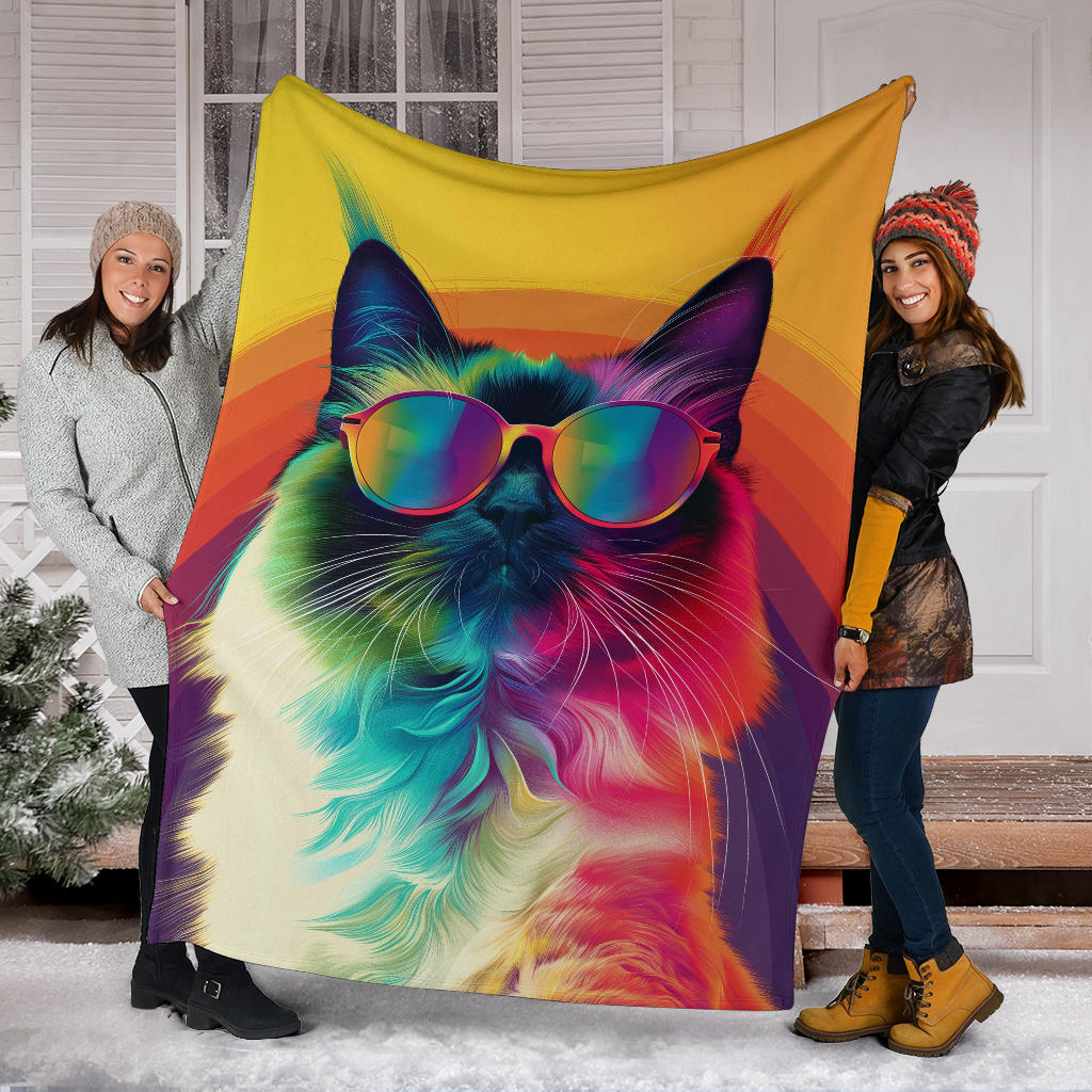 Birman cat Blanket, Trippy Psychedelics Birman cat Fleece Blanket, Birman cat Throw Blanket, Birman cat Gifts