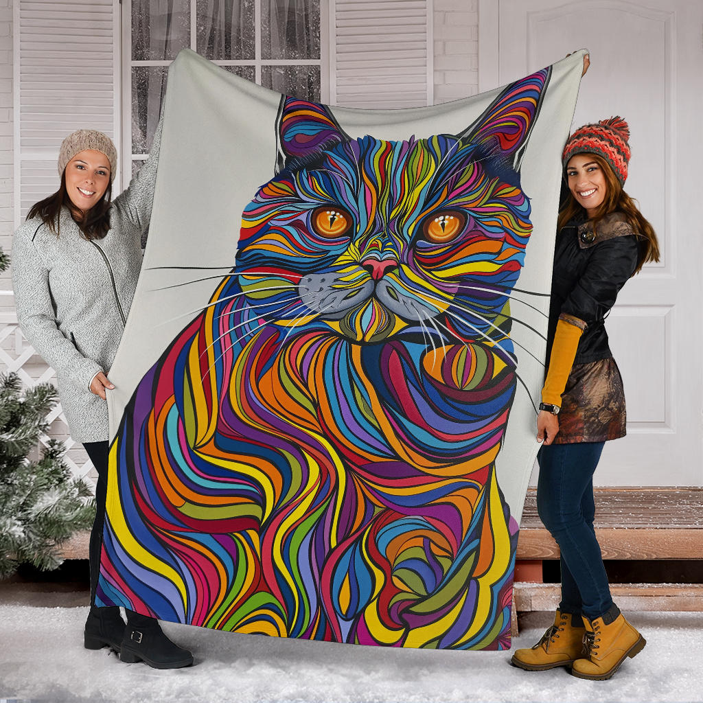 British Shorthair cat Blanket, Trippy Psychedelics British Shorthair cat Fleece Blanket, British Shorthaircat Throw Blanket, British Shorthair cat Gifts