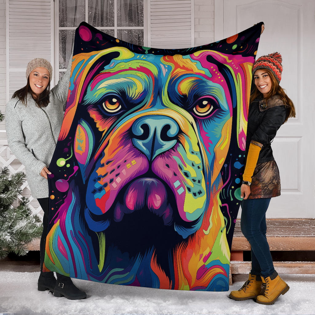 Bullmastiff Blanket, Trippy Psychedelics Bullmastiff Fleece Blanket, Bullmastiff Throw Blanket, Bullmastiff Gifts