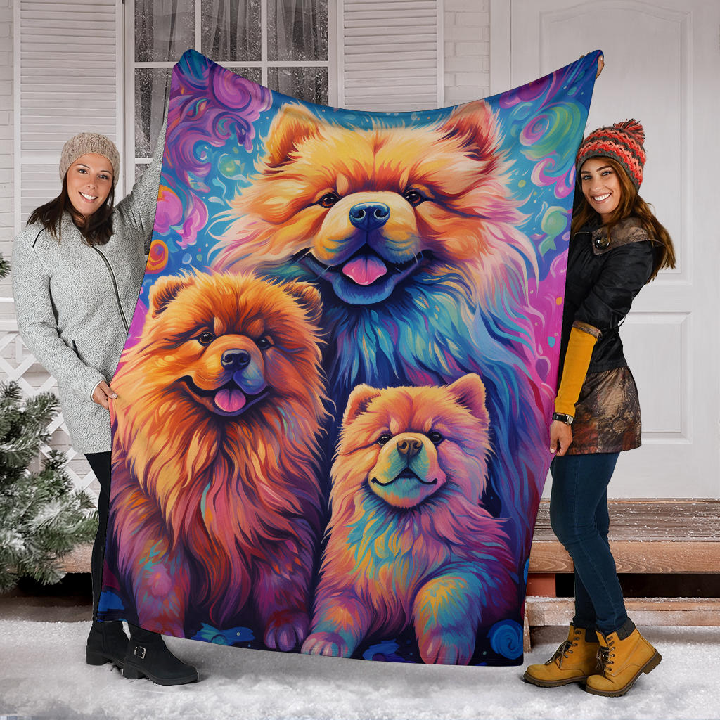 Chow Chow Blanket, Trippy Psychedelics Chow Chow Fleece Blanket, Chow Chow Throw Blanket, Chow Chow Gifts