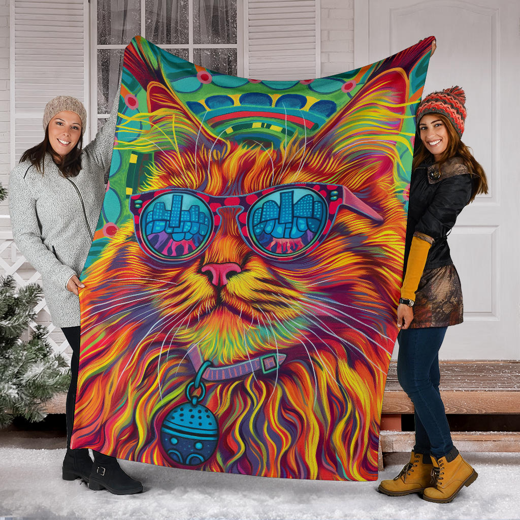 Maine Coon cat Blanket, Trippy Psychedelics Maine Coon cat Fleece Blanket, Maine Coon cat Throw Blanket, Maine Coon cat Gifts