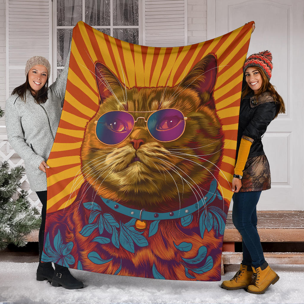 British Shorthair cat Blanket, Trippy Psychedelics British Shorthair cat Fleece Blanket, British Shorthair cat Throw Blanket, British Shorthair cat Gifts