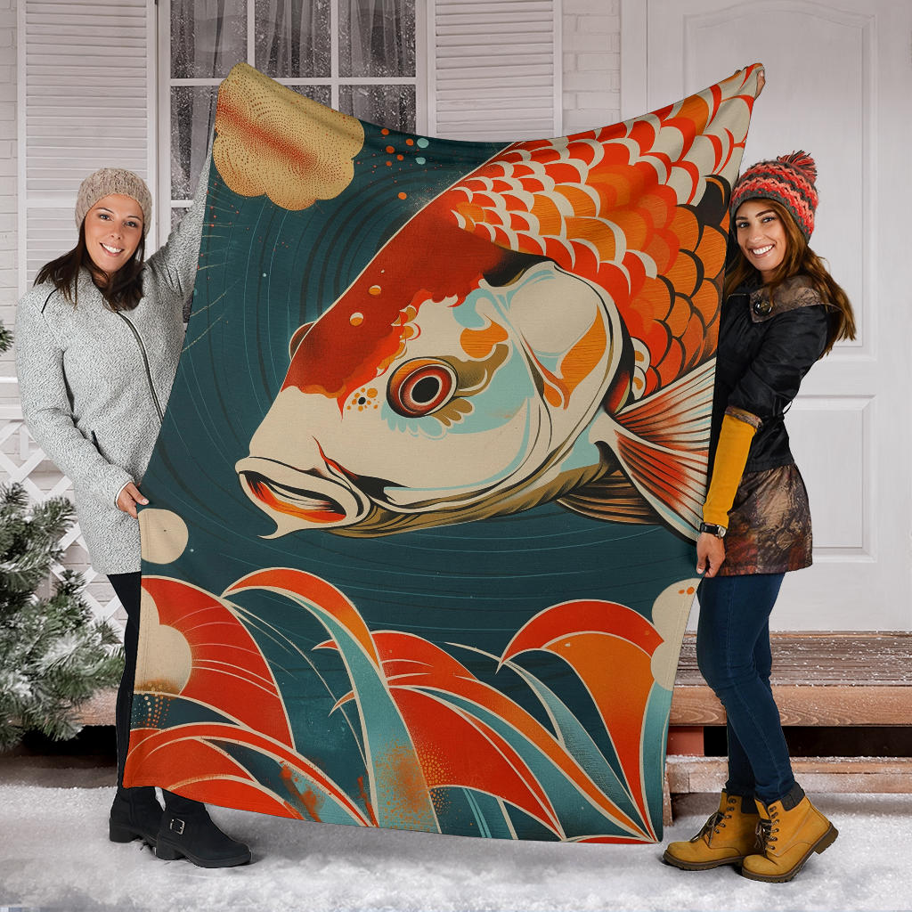 Carp Blanket, Trippy Psychedelics Carp Fleece Blanket, Carp Throw Blanket, Carp Gifts