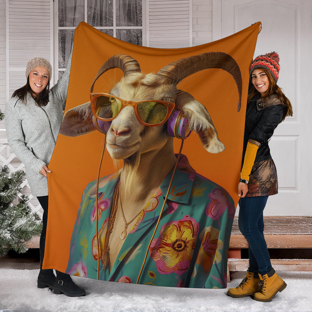 Goat Blanket, Trippy Psychedelics Goat Fleece Blanket, Goat Throw Blanket, Goat Gifts