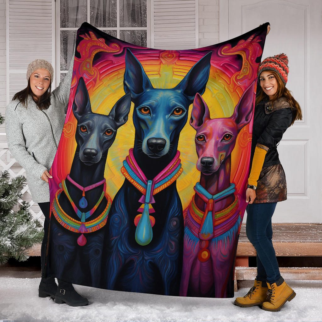 Xoloitzcuintli Blanket, Trippy Psychedelics Xoloitzcuintli Fleece Blanket, Xoloitzcuintli Throw Blanket, Xoloitzcuintli Gifts