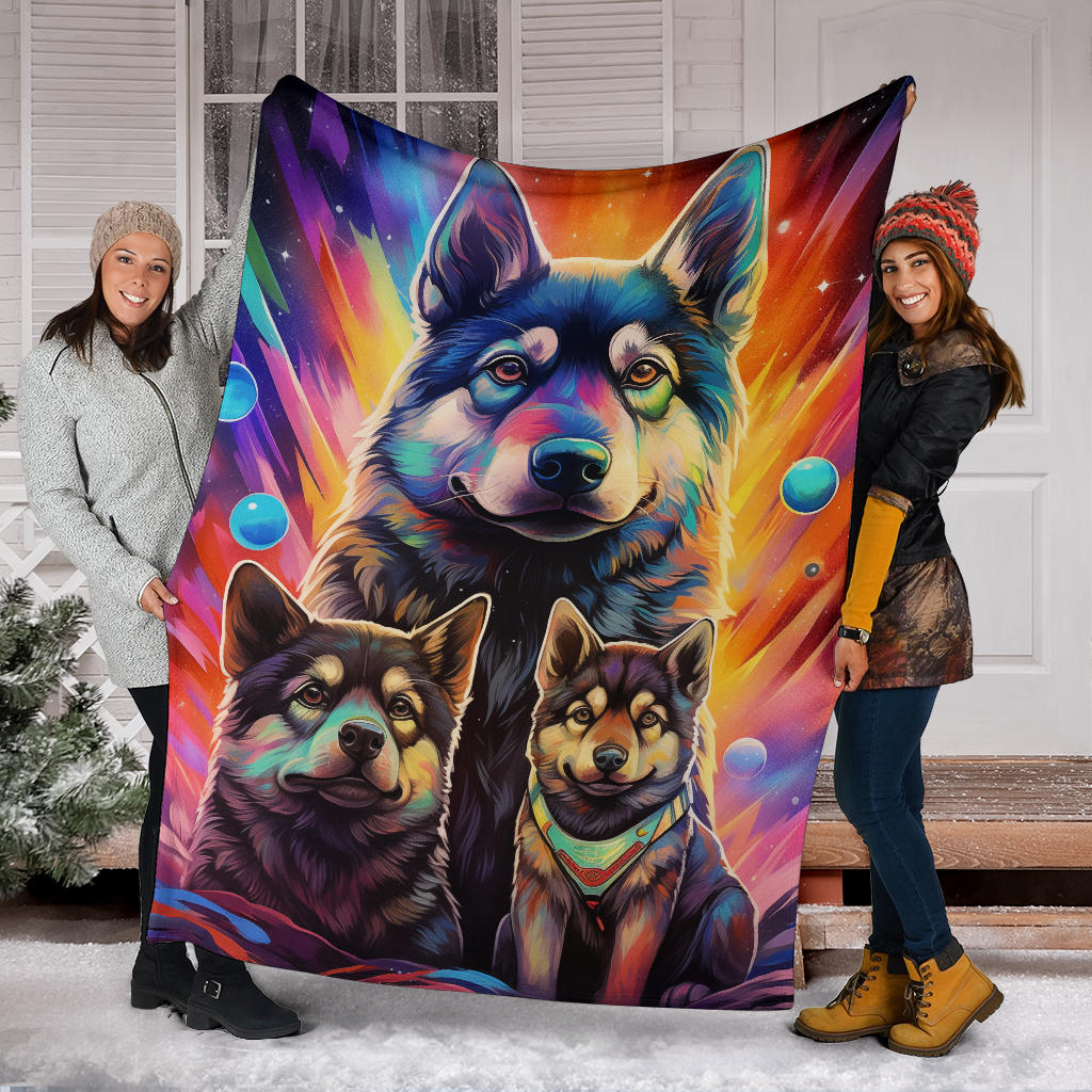 Norwegian Elkhound Blanket, Trippy Psychedelics Norwegian Elkhound Fleece Blanket, Norwegian Elkhound Throw Blanket, Norwegian Elkhound Gifts