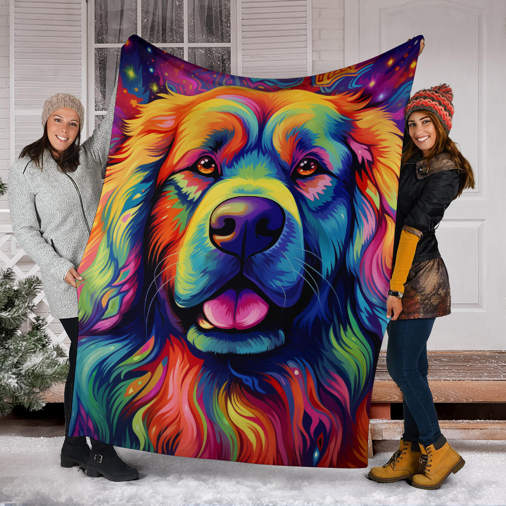 Leonberger Blanket, Trippy Psychedelics Leonberger Fleece Blanket, Leonberger Throw Blanket, Leonberger Gifts