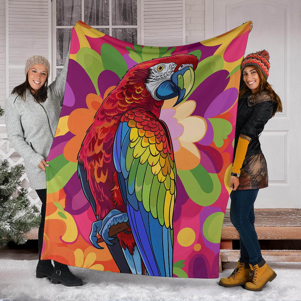 Parrot Blanket, Trippy Psychedelics Parrot Fleece Blanket, Parrot Throw Blanket, Parrot Gifts