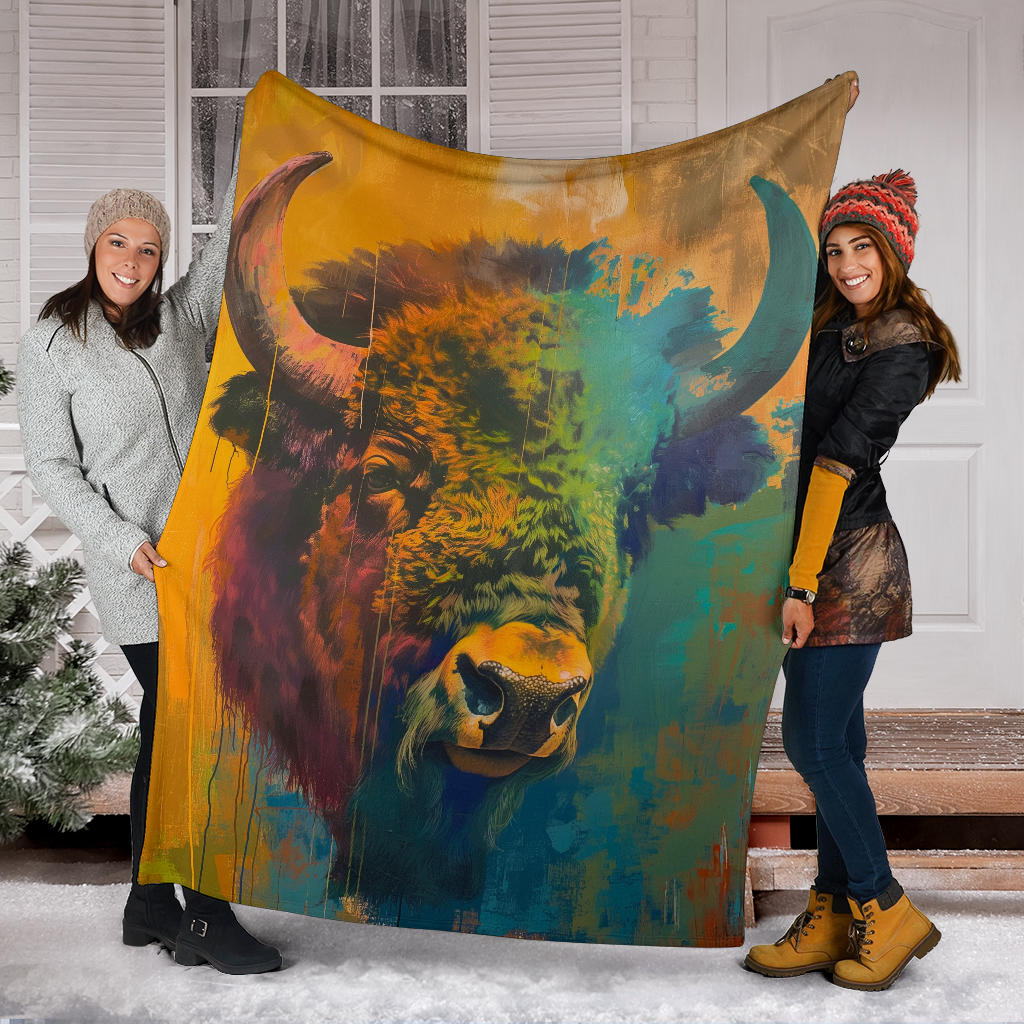 Buffalo Blanket, Trippy Psychedelics Buffalo Fleece Blanket, Buffalo Throw Blanket, Buffalo Gifts