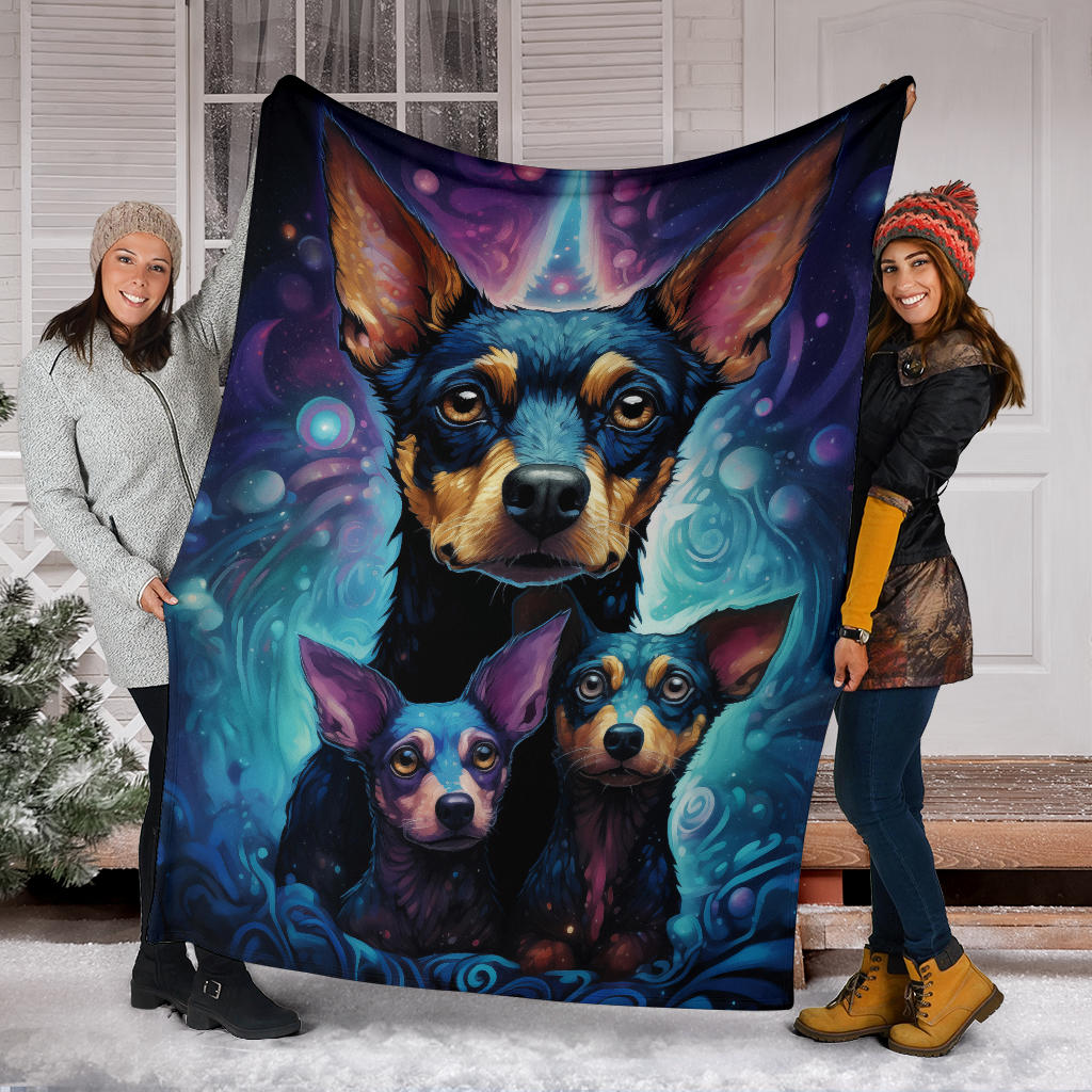 Rat Terrier Blanket, Trippy Psychedelics Rat Terrier Fleece Blanket, Rat Terrier Throw Blanket, Rat Terrier Gifts