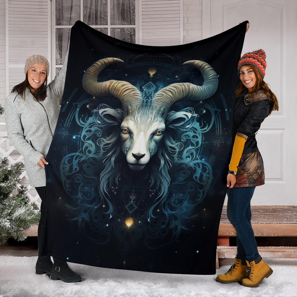 Capricornus Goat Zodiac Sign Blanket, Capricornus Goat Zodiac Gifts, Capricornus Goat Throw Blanket, Capricornus Goat Fleece Blanket