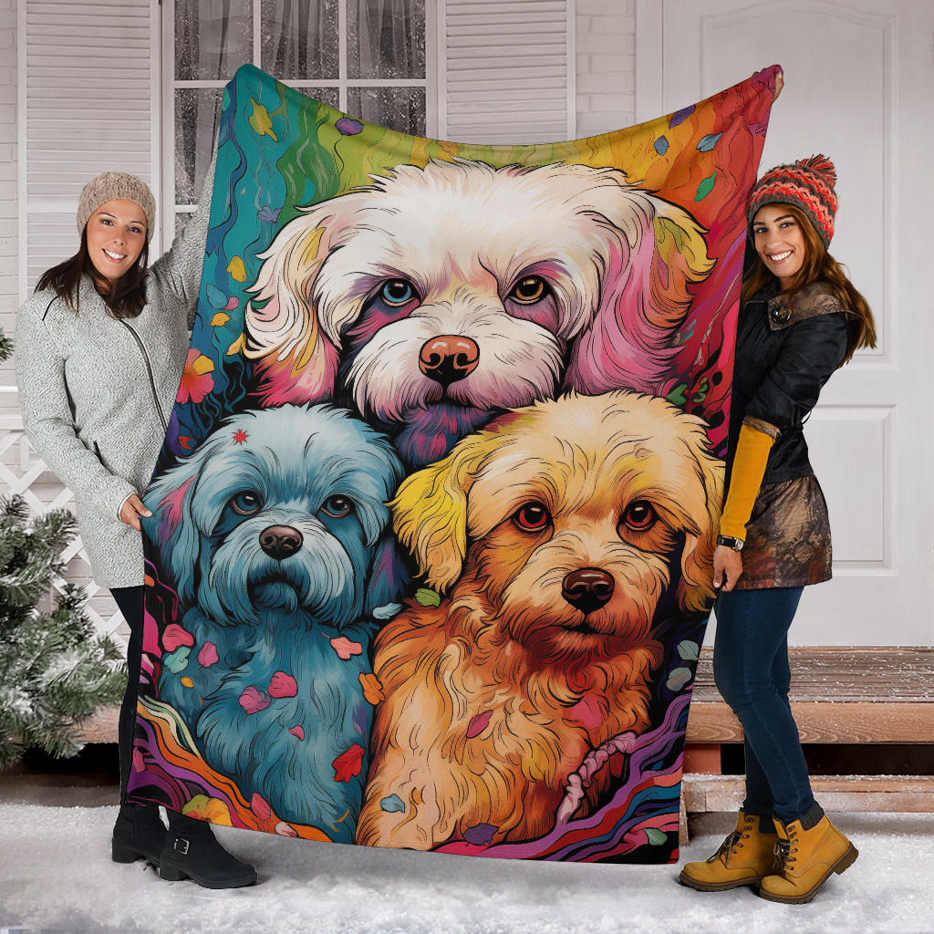 Dandie Dinmont Terrier  Blanket, Trippy Psychedelics Dandie Dinmont Terrier Fleece Blanket, Dandie Dinmont Terrier Throw Blanket, Dandie Dinmont Terrier Gifts