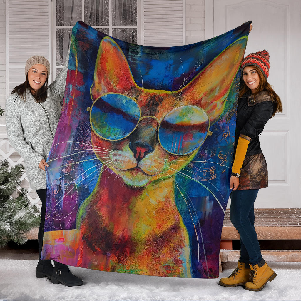 Abyssinian cat Blanket, Trippy Psychedelics Abyssinian cat Fleece Blanket, Abyssinian cat Throw Blanket, Abyssinian cat Gifts