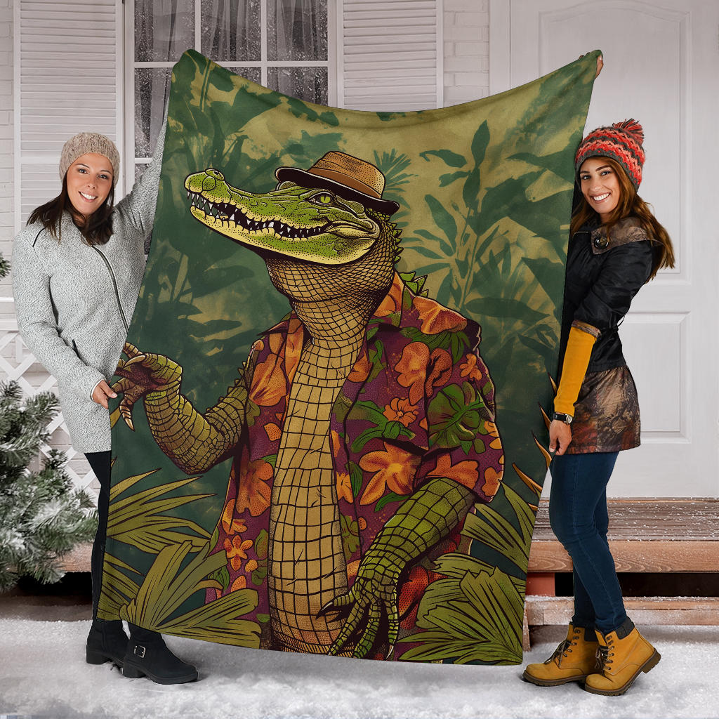 Crocodile Blanket, Trippy Psychedelics Crocodile Fleece Blanket, Crocodile Throw Blanket, Crocodile Gifts