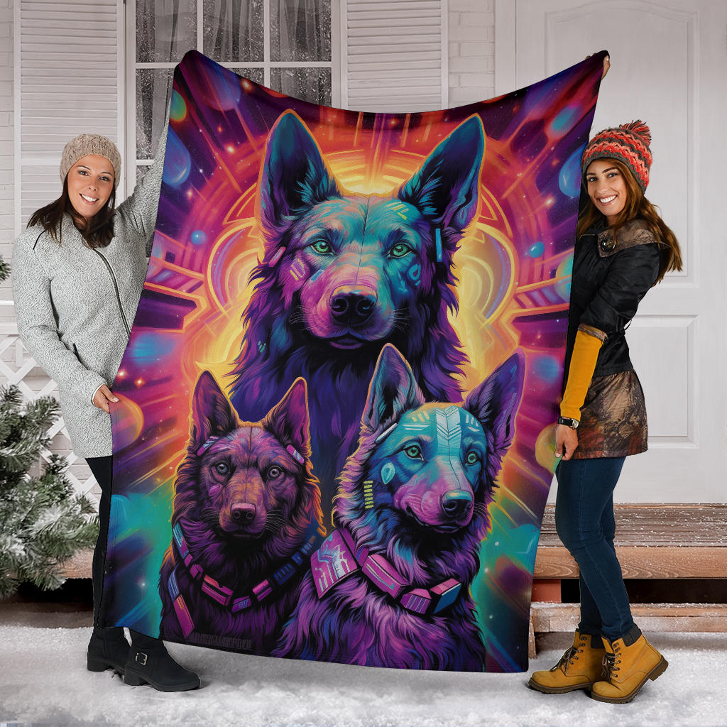 Dutch Shepherd Blanket, Trippy Psychedelics Dutch Shepherd Fleece Blanket, Dutch Shepherd Throw Blanket, Dutch Shepherd Gifts