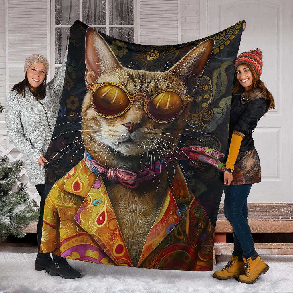 Oriental Cat Blanket, Trippy Psychedelics Oriental Cat Fleece Blanket, Oriental Cat Throw Blanket, Oriental Cat Gifts