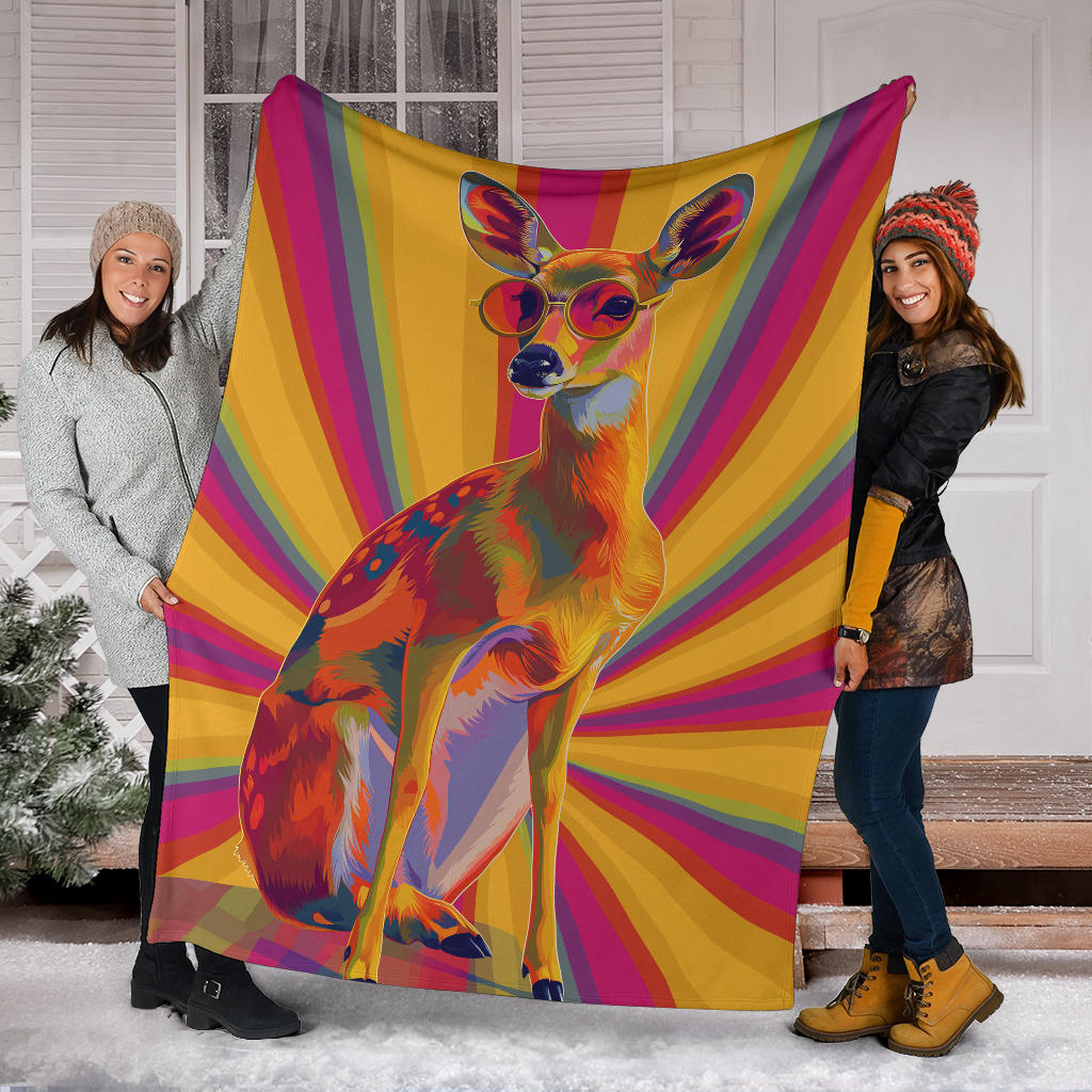 Deer Blanket, Trippy Psychedelics Deer Fleece Blanket, Deer Throw Blanket, Deer Gifts