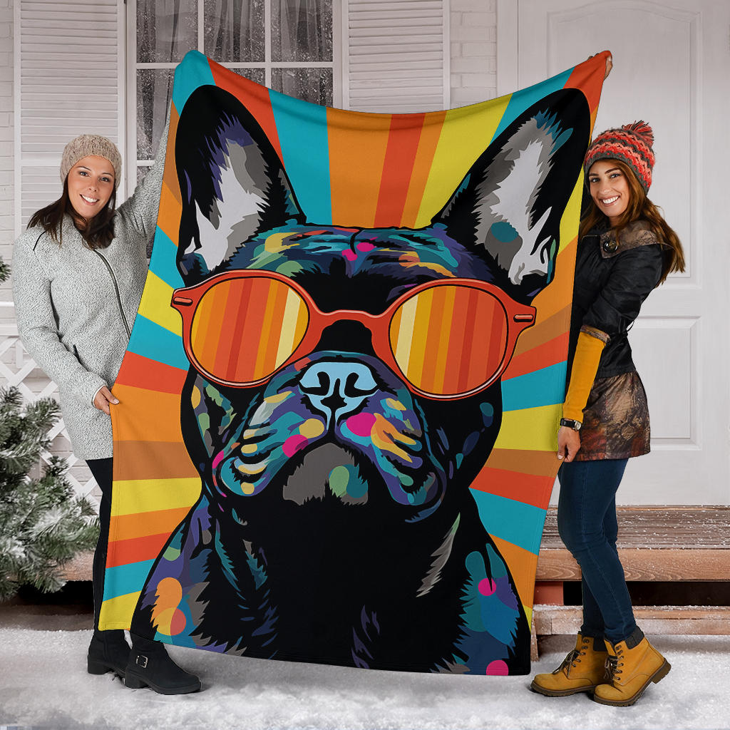 French Bulldog Blanket, Trippy Psychedelics French Bulldog Fleece Blanket, French Bulldog Throw Blanket, French Bulldog Gifts