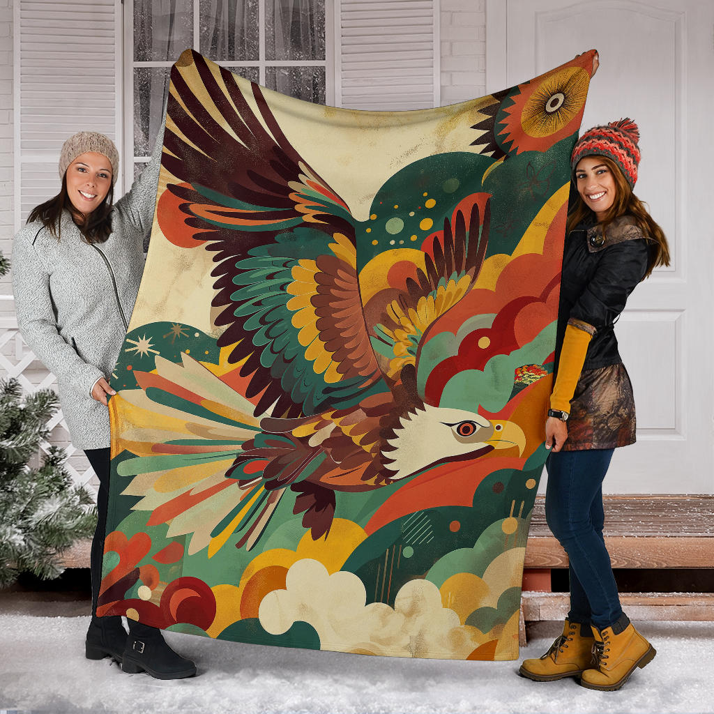 Eagle Blanket, Trippy Psychedelics Eagle Fleece Blanket, Eagle Throw Blanket, Eagle Gifts