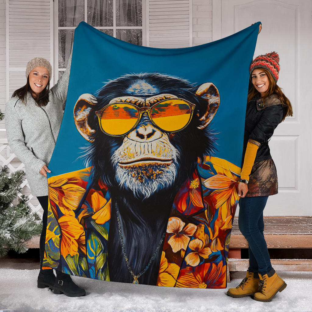 Monkey Blanket, Trippy Psychedelics Monkey Fleece Blanket, Monkey Throw Blanket, Monkey Gifts