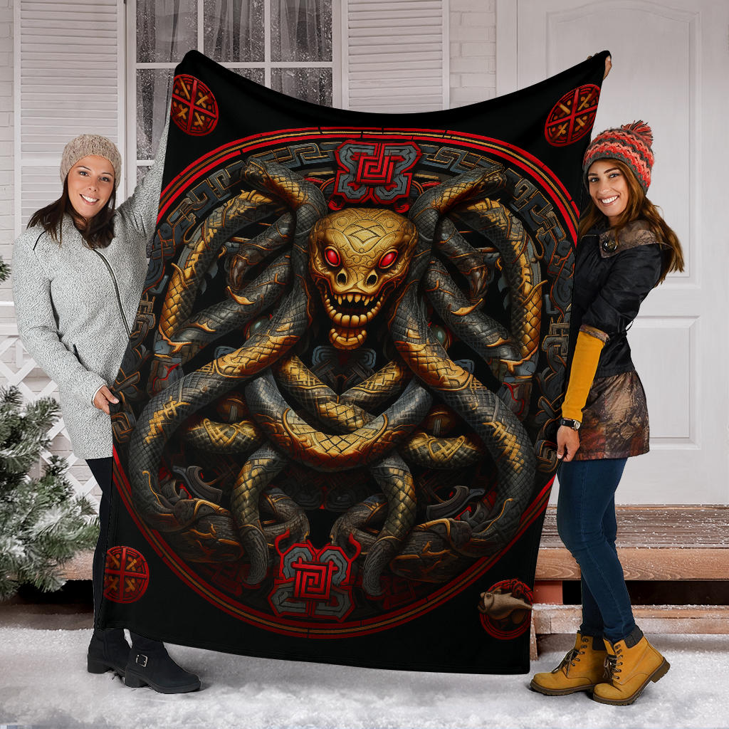 Snake Mandala Blanket, Snake Fleece Blanket, Snake Gifts, Snake Skull Blanket