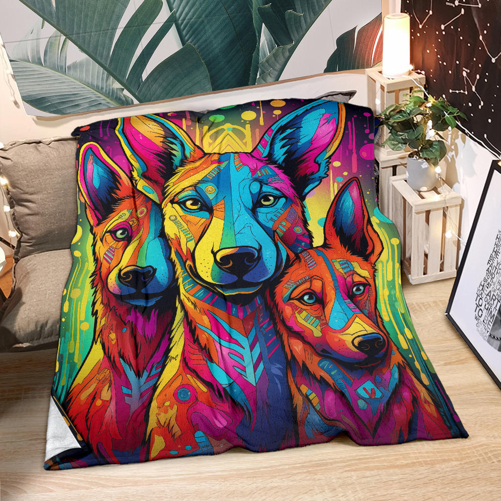 Belgian Malinois Blanket, Trippy Psychedelics Belgian Malinois  Fleece Blanket, Belgian Malinois Throw Blanket, Belgian Malinois Gifts