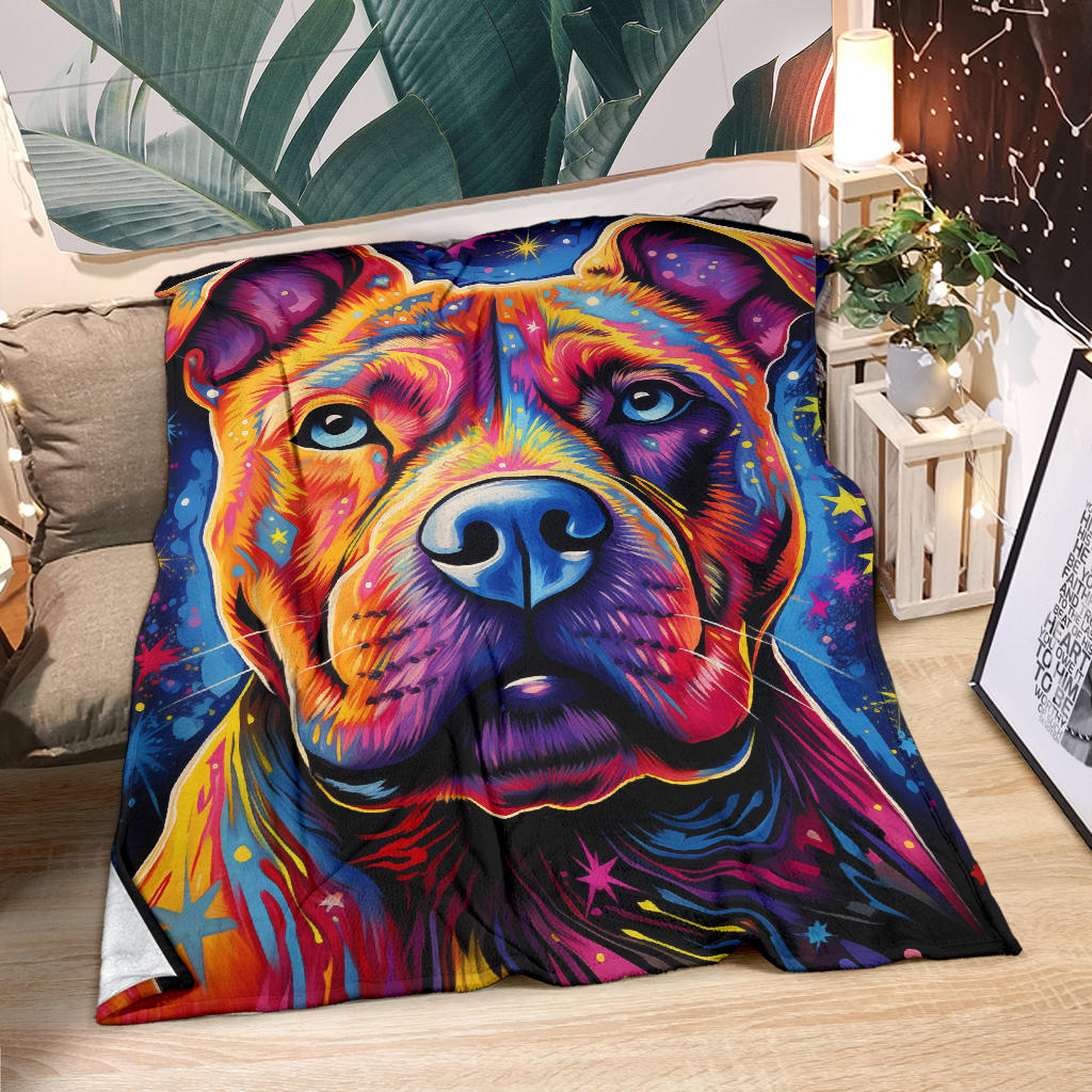 American Staffordshire Terrier Blanket, Trippy Psychedelics American Staffordshire Terrier Fleece Blanket, American Staffordshire Terrier Throw Blanket, American Staffordshire Terrier Gifts