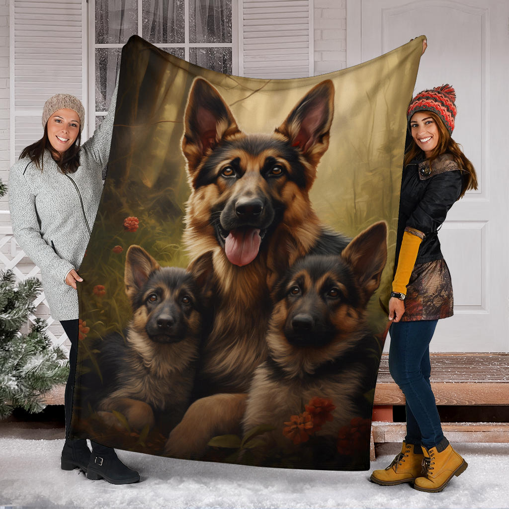 German Shepherd Family Blanket, German Shepherd Gifts, German Shepherd Throw Blanket, German Shepherd Fleece Blanket