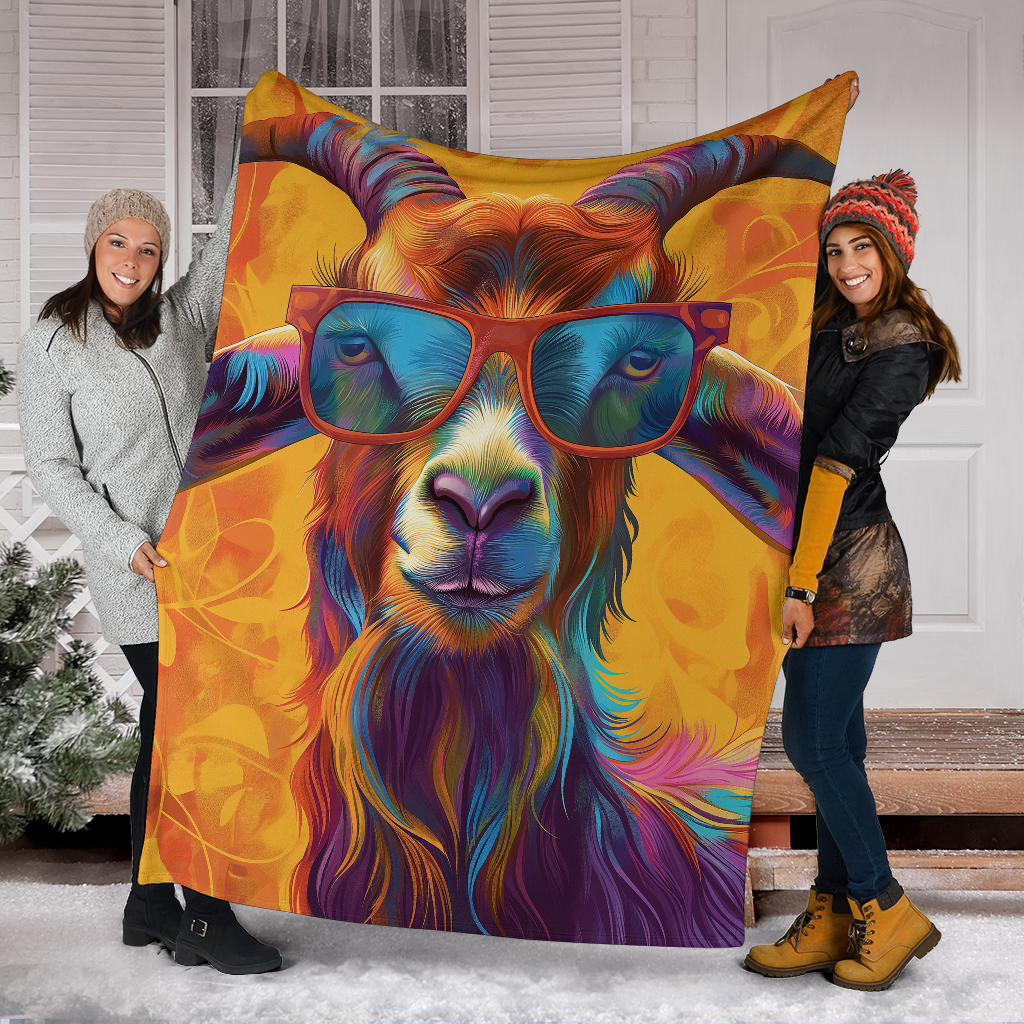 Goat Blanket, Trippy Psychedelics Goat Fleece Blanket, Goat Throw Blanket, Goat Gifts