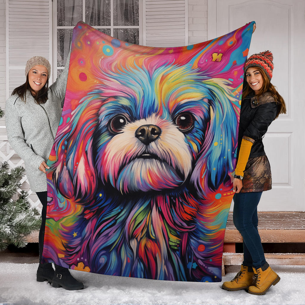 Shih Tzu Blanket, Shih Tzu Trippy Psychedelics Blanket, Shih Tzu Gifts, Shih Tzu Throw Blanket