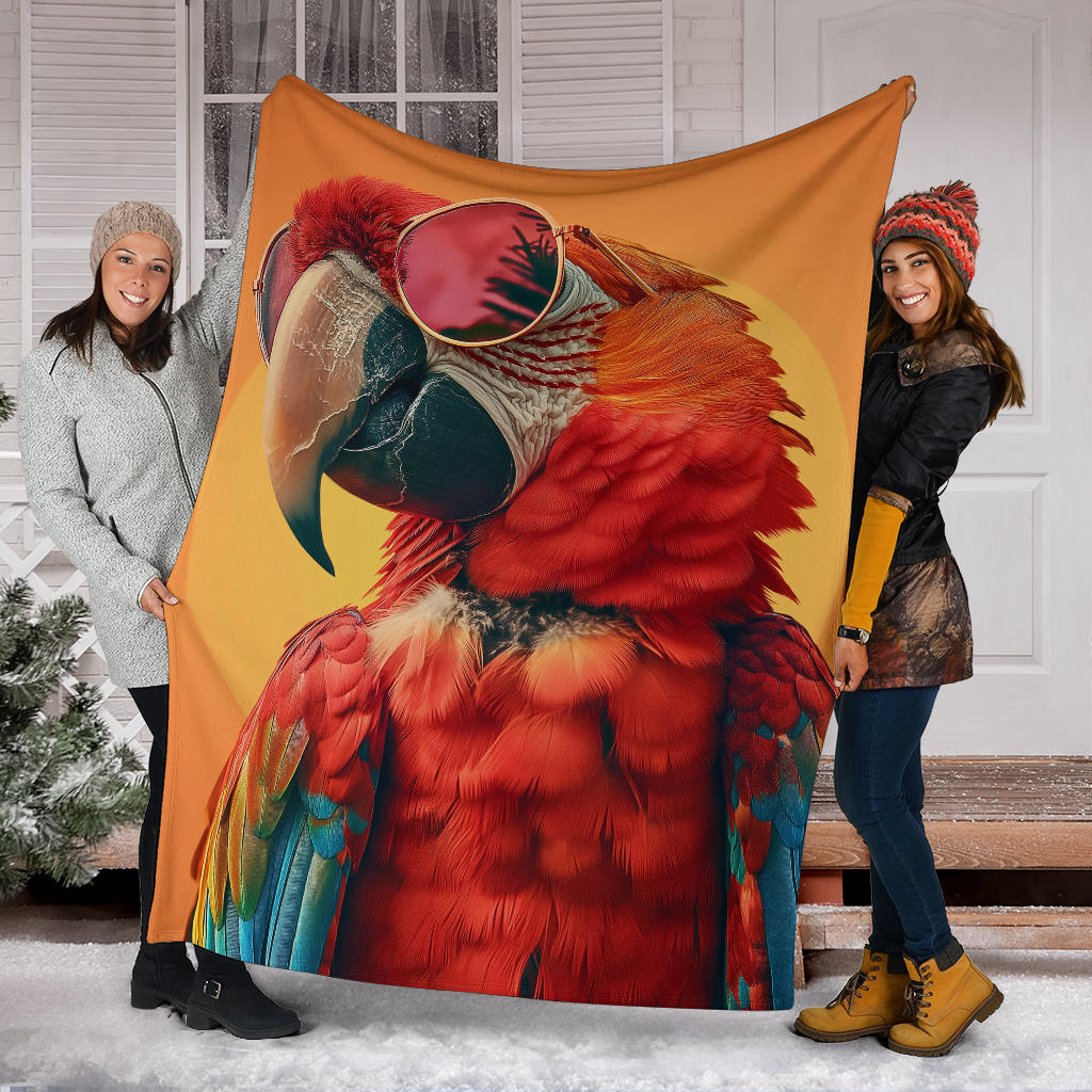 Parrot Blanket, Trippy Psychedelics Parrot Fleece Blanket, Parrot Throw Blanket, Parrot Gifts