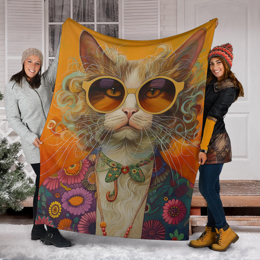 LaPerm cat Blanket, Trippy Psychedelics LaPerm cat Fleece Blanket, LaPerm cat Throw Blanket, LaPerm cat Gifts