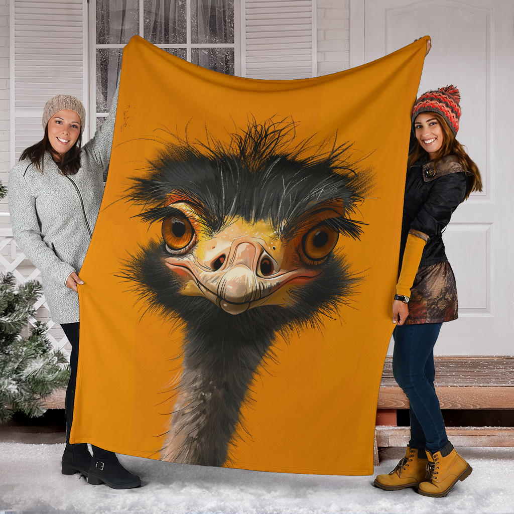 Ostrich Blanket, Trippy Psychedelics Ostrich Fleece Blanket, Ostrich Throw Blanket, Ostrich Gifts